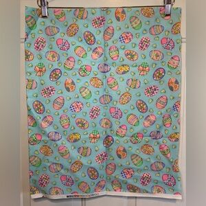 Easter Egg Chicks Blue Sewing Fabric 1 Yard 45” Decorated Bows Vintage Spring